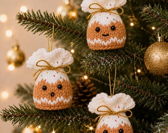 Gingerbread Man Tree Decoration Ferrero Rocher Cover Knitting Pattern PDF Christmas Decor DK