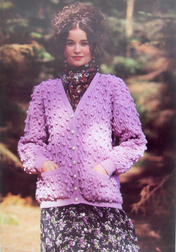 PDF Ladies Cable Bobble Cardigan Jacket 