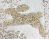 Running Hare lacework brooch: Light brown