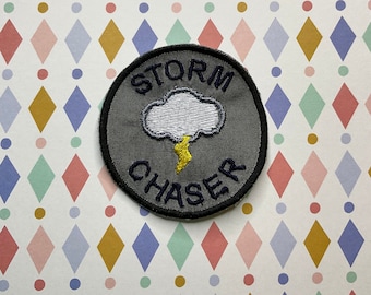 Embroidered weather merit iron on patch: Storm Chaser