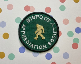 Embroidered Cryptid iron on patch: Bigfoot Appreciation Society.