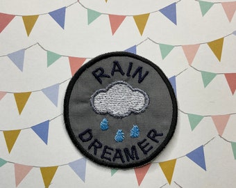 Embroidered weather merit iron on patch: Rain Dreamer