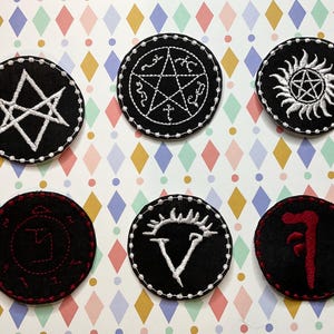 Embroidered Supernatural sigil iron on patches.
