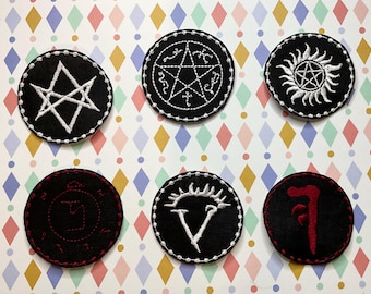 Embroidered Supernatural sigil iron on patches.
