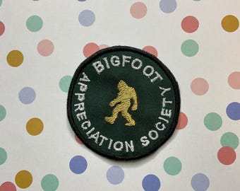 Embroidered Cryptid iron on/sew on patch: Bigfoot Appreciation Society.