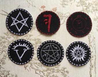 Embroidered Supernatural sigil iron on patches.