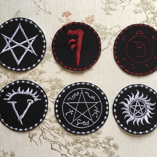 Embroidered Supernatural sigil iron on patches.