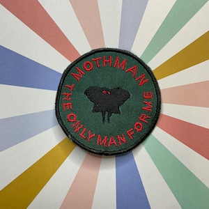 Embroidered Cryptid iron on/sew on patch: Mothman the only man for me.
