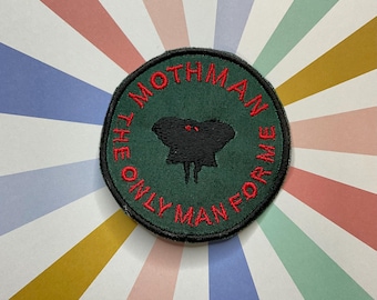Embroidered Cryptid iron on/sew on patch: Mothman the only man for me.