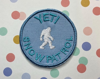 Embroidered Cryptid iron on/sew on patch: Yeti Snow Patrol.
