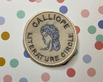 Embroidered cryptid sew on/iron on patch: Calliope Literature Circle.