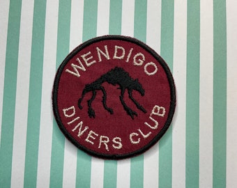 Embroidered cryptid iron on/sew on patch: Wendigo Diners Club.