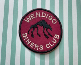 Embroidered cryptid sew on/iron on patch: Wendigo Diners Club.