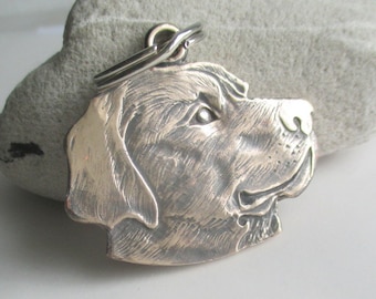 Labrador Hund massiv bronze Schlüsselring/Schlüsselanhänger oder Hundeanhänger: haarige Version