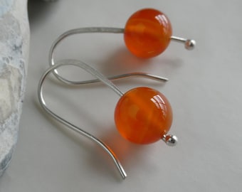 Handgemachte Ohrringe aus Karneol und Sterling Silber mit festem Haken