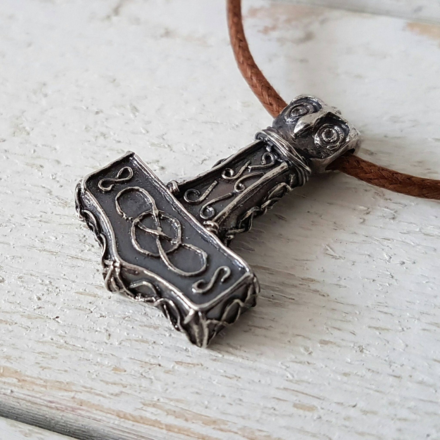 Thor's hammer sterling silver Mjolnir. Etsy