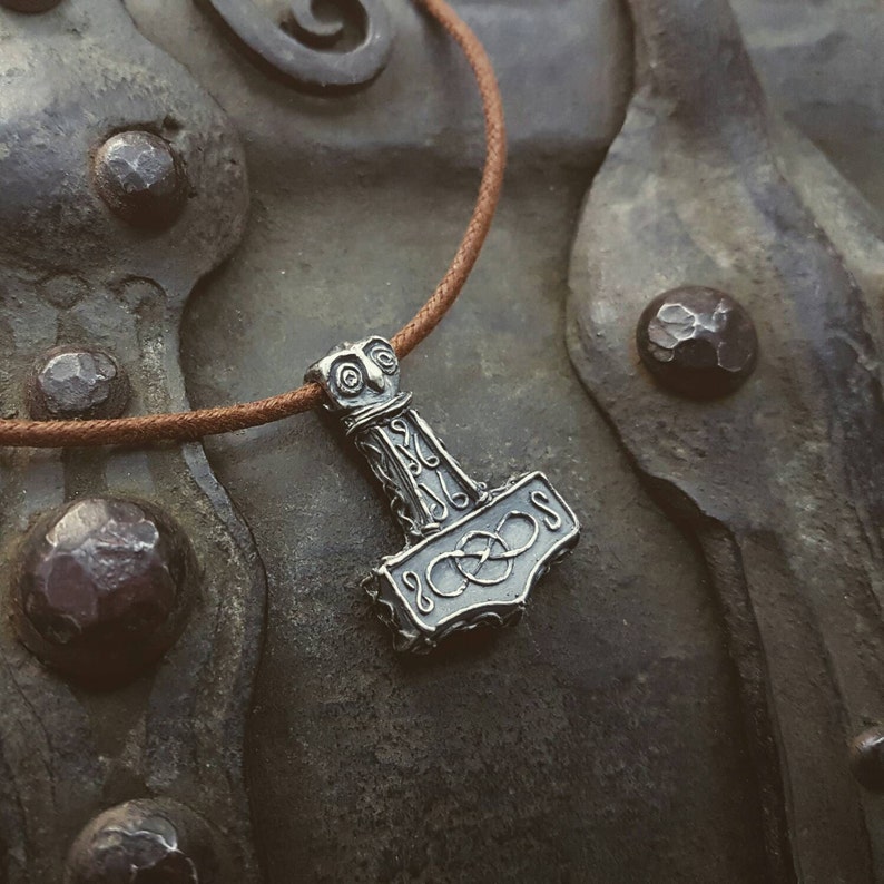 Thors hammer pendant / Silver Mjolnir necklace / Handmade Etsy
