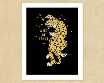 leopard art print_  wild at heart _ black and gold