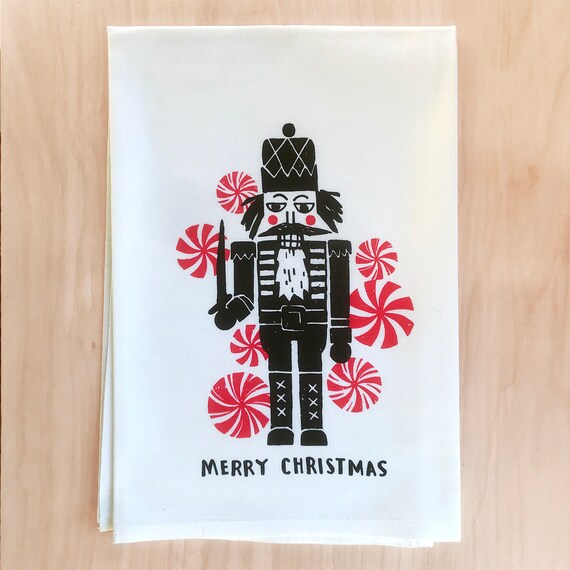 Die Nuss Cracker Geschirrtuch Frohe Weihnachten Siebdruck Etsy