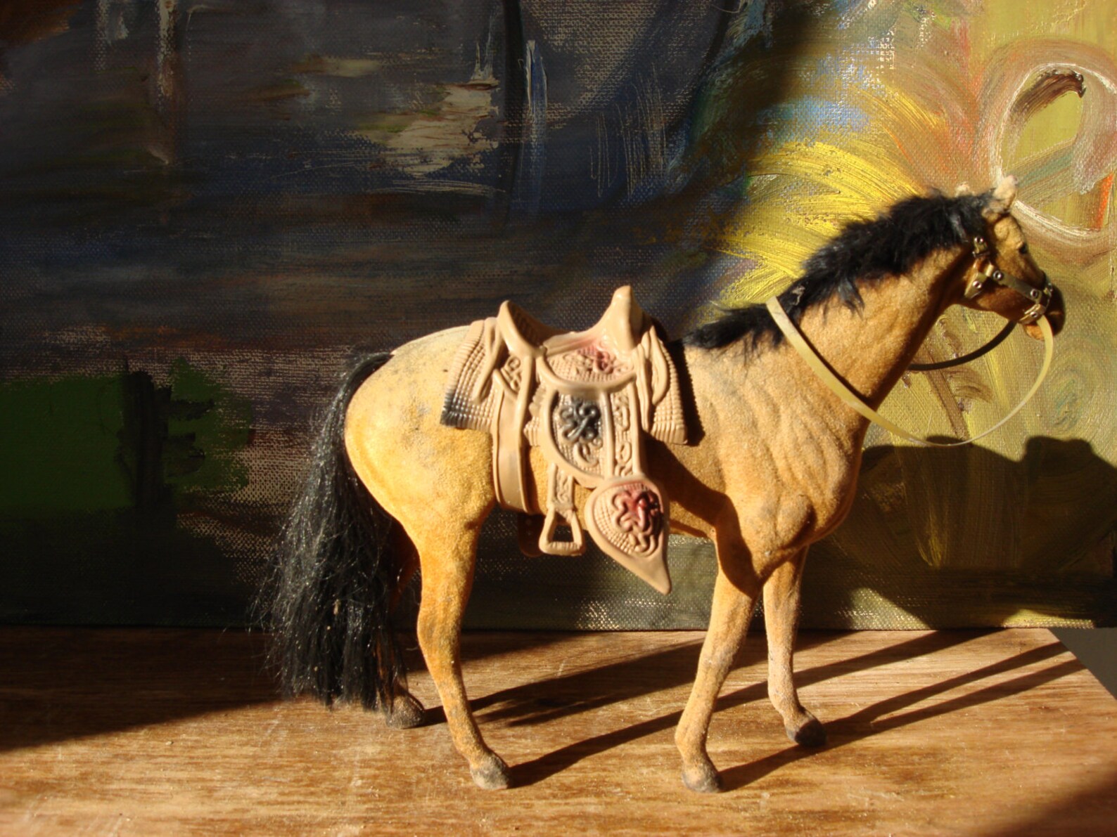 Vintage Toy western Saddled Horse Figurine Etsy