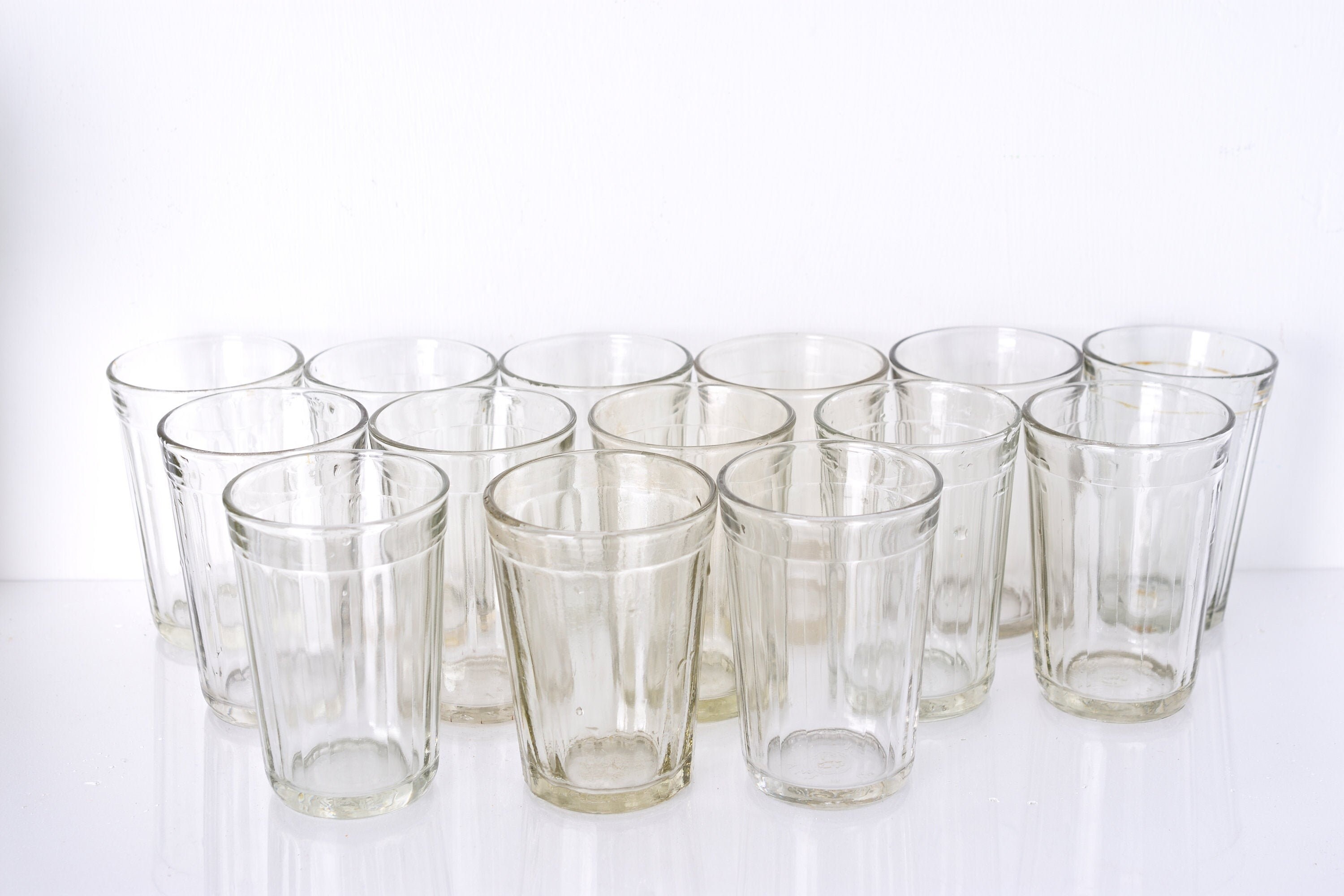 Vintage Drinking Glasses Vintage faceted glass Table Etsy