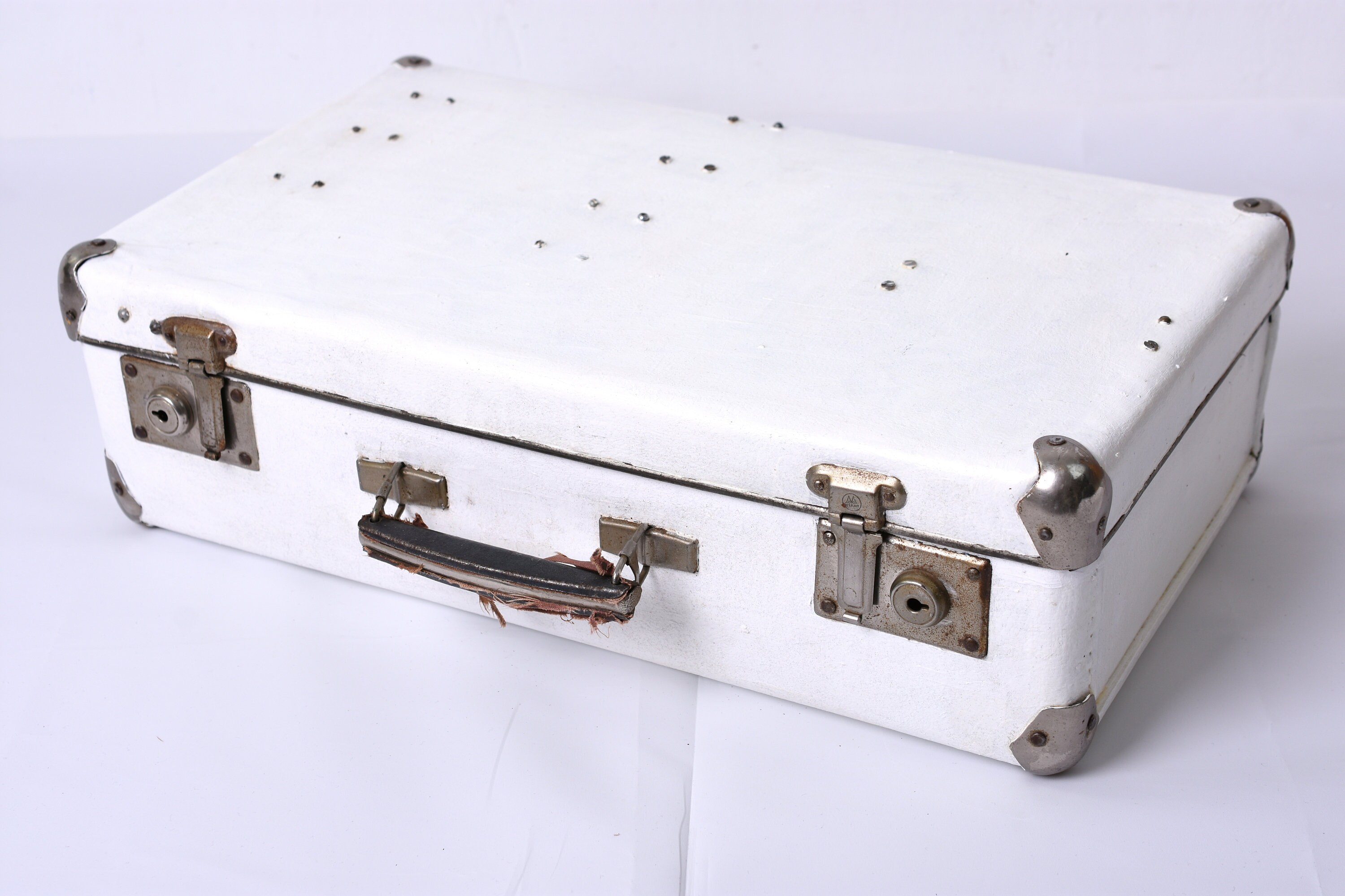 Antique Handpainted Suitcase White Hardboard Luggage Old Etsy