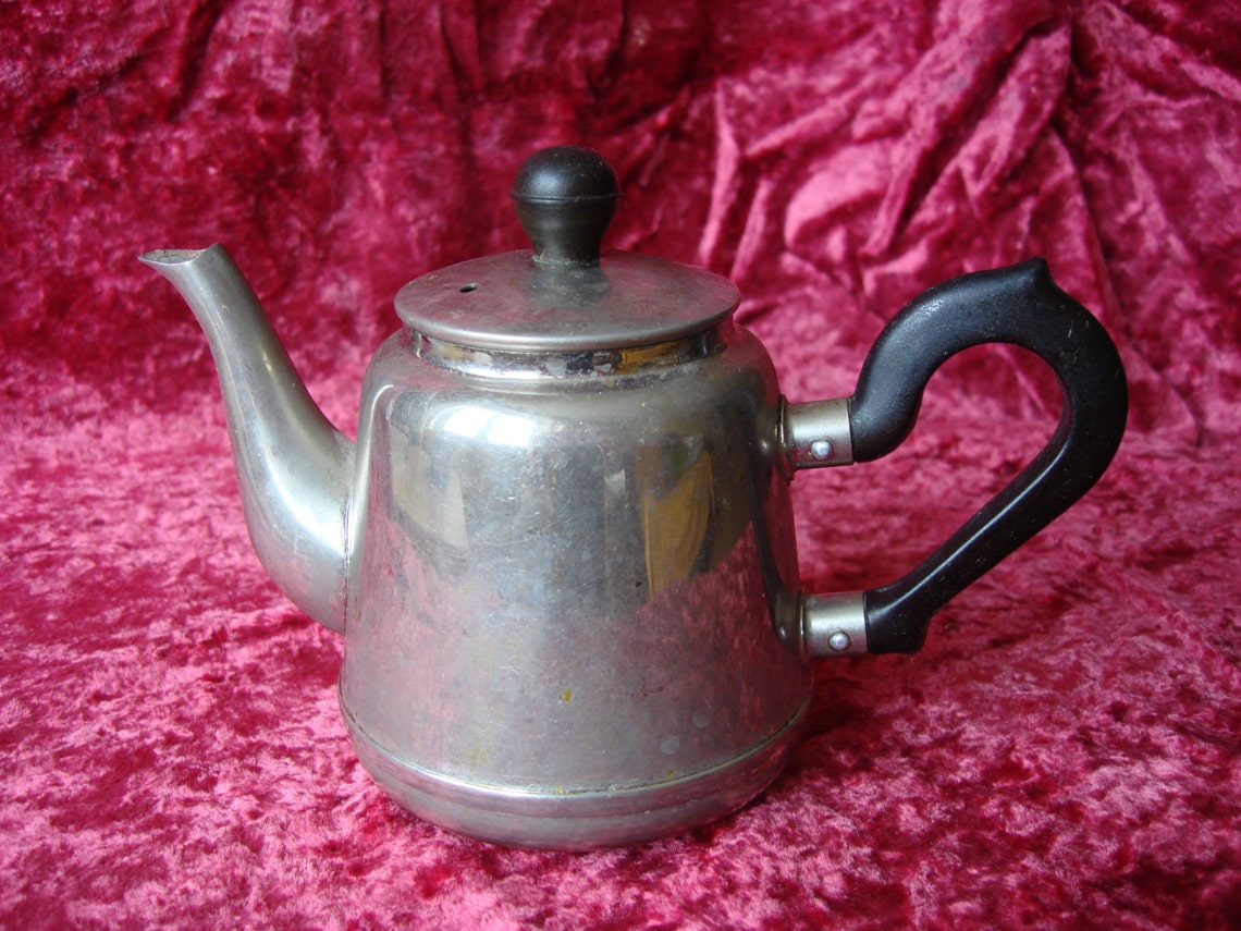 Antique Metal Teapot Coffee pot Bakelite Handle Retro Etsy
