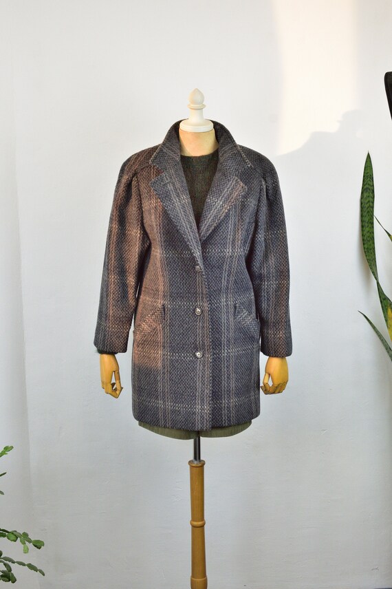 Missoni Vintage 1960s Mohair Wool Coat / Gray & Cream Kimono | Etsy