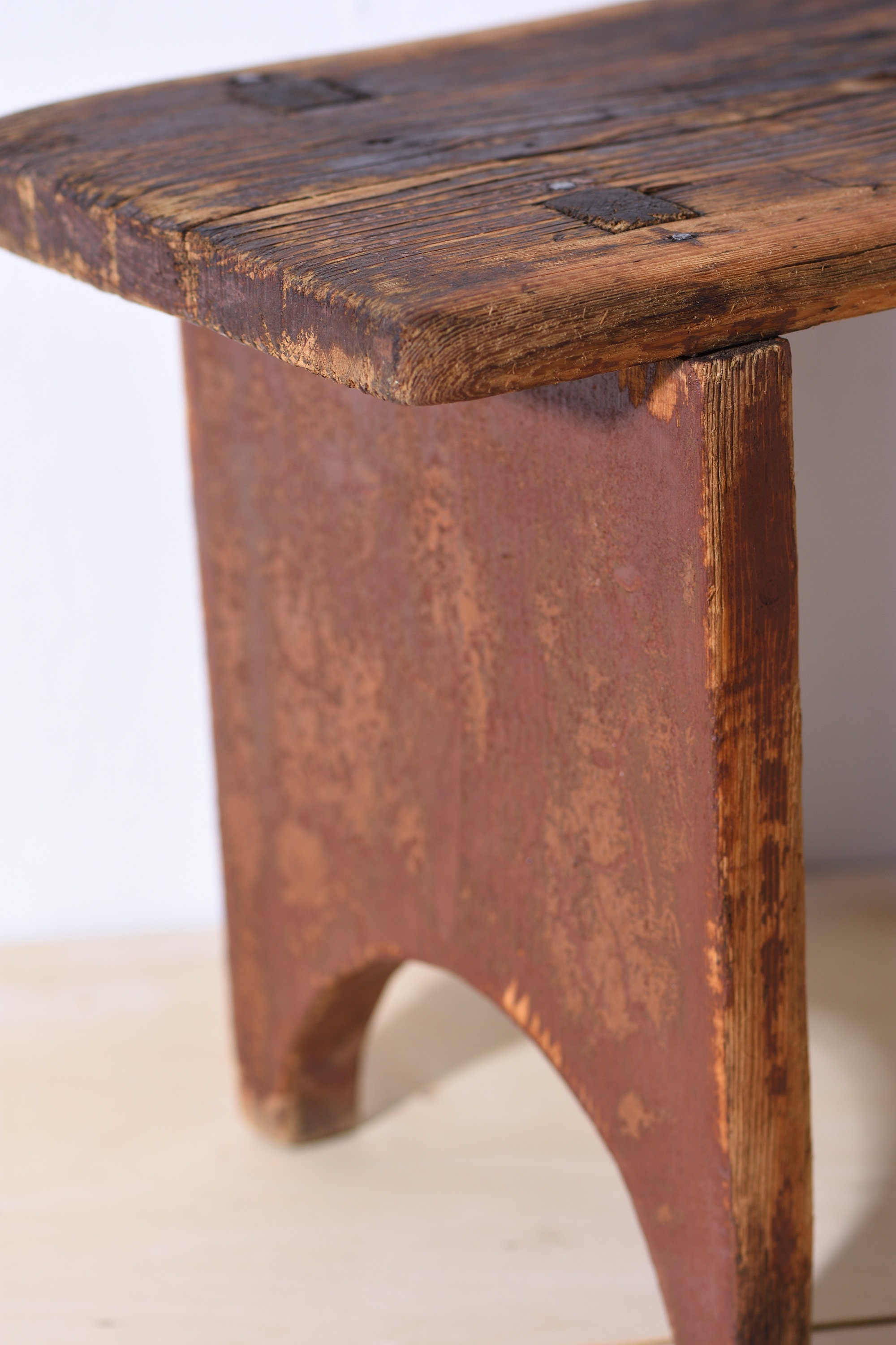 Antique wooden stool handcrafted vintage footrest small Etsy
