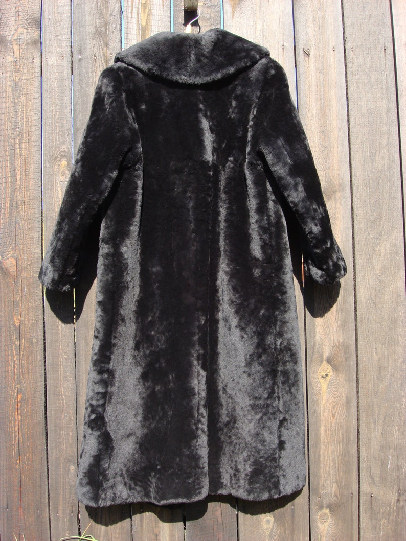 Vintage 1950s Black Coat Real Mouton Fur /vintage 50s Etsy
