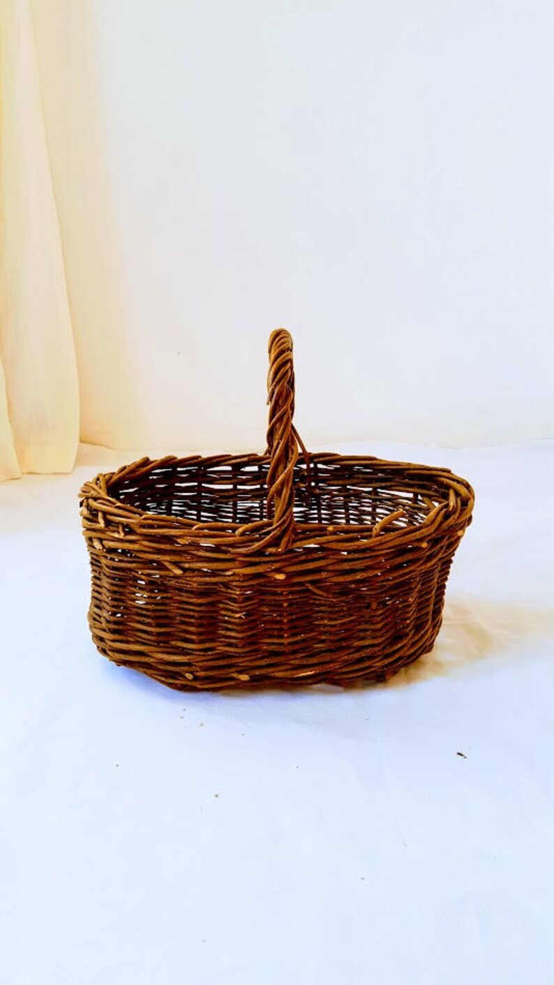 Vintage Handle Basket / Vintage Basket Woven Storage 1950s Etsy