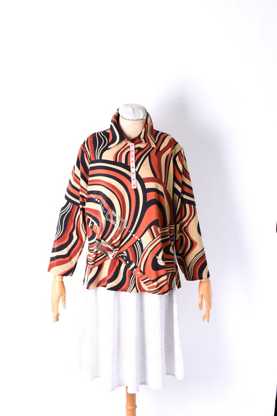 vintage print shirt, abstract print shirt, geometr