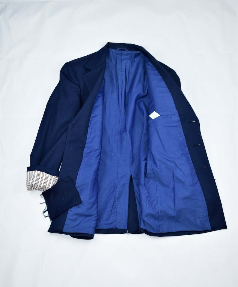 Unused Vintage Blazer Vintage Menswear Work Jacket Blue Uniform Navy Mens Jacket