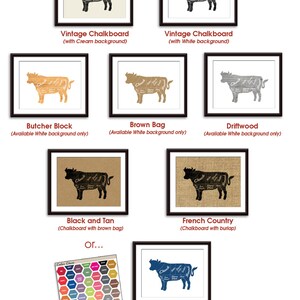 PORK Butcher Diagram Series Art Print Featured in Vintage Chalkboard and White Customizable Kitchen Prints image 3