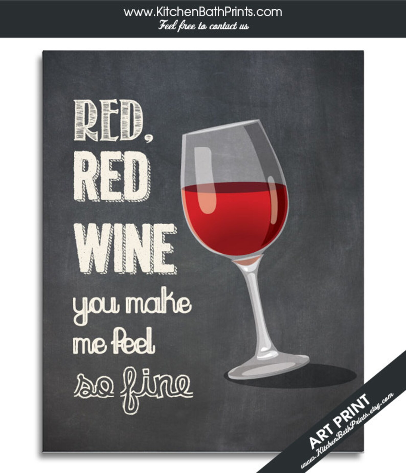 Red Red Wine You Make Me Feel so Fine Art Print funny Etsy
