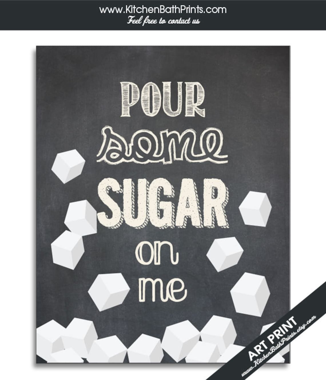 Pour Some Sugar on Me sugar Cubes Art Print funny Kitchen - Etsy