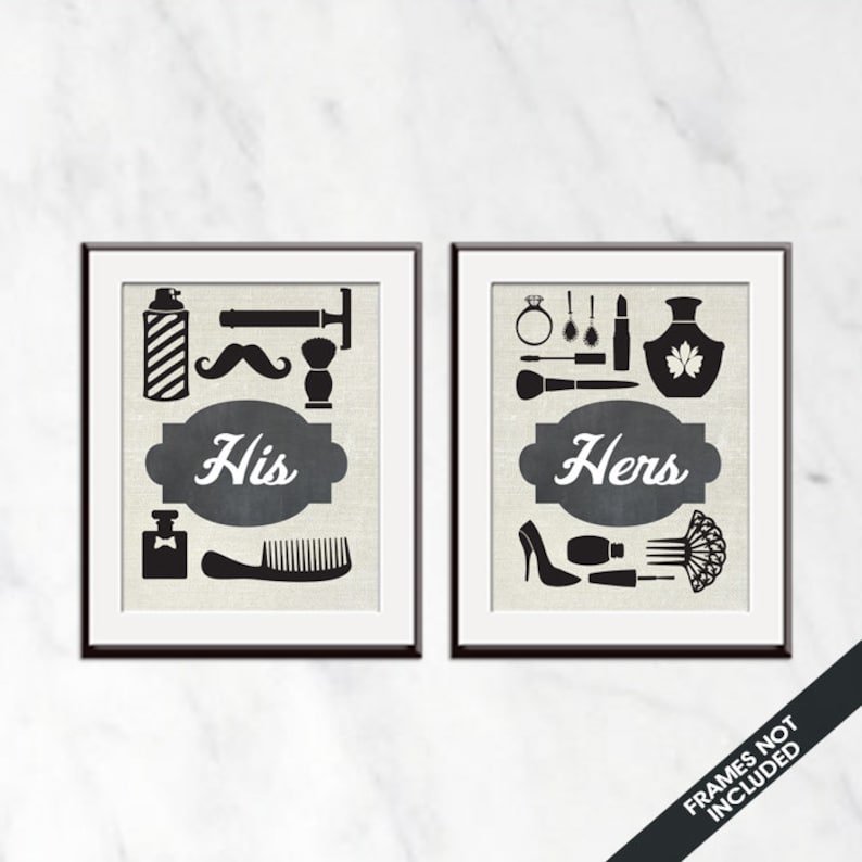 His and Hers Bathroom Prints Set of 2 Art Print featured Etsy