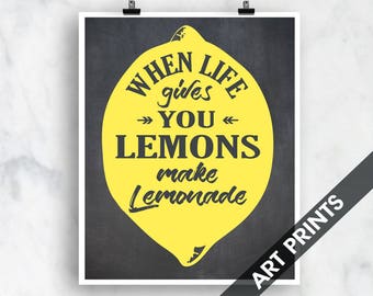 When Life Gives You Lemons Make Lemonade - Art Print (Featured on Vintage Chalkboard) Customizable Kitchen Prints