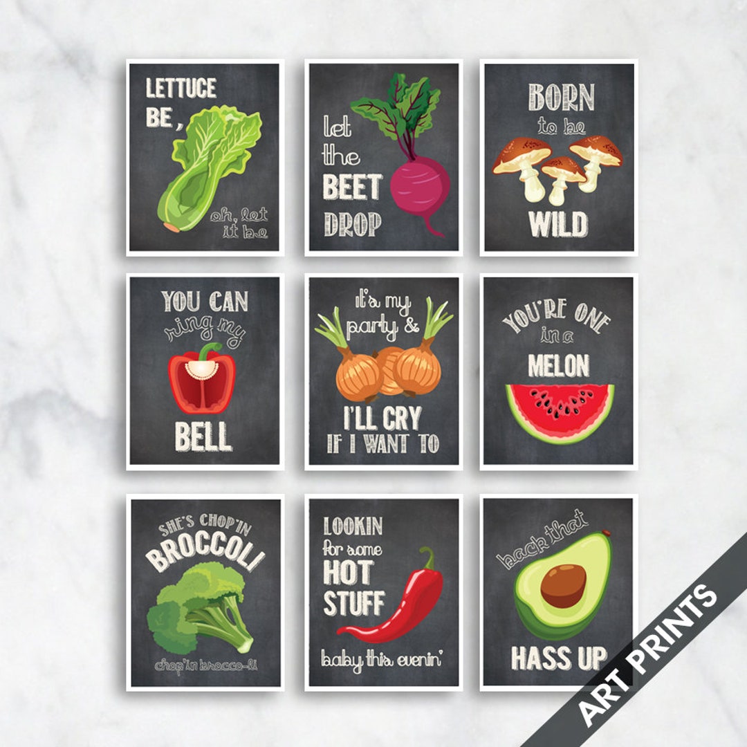 Vegetable / Vegetarian Prints funny Kitchen Song Series Set - Etsy Vegetable / Vegetarian Prints funny Kitchen Song Series Set - Etsy
