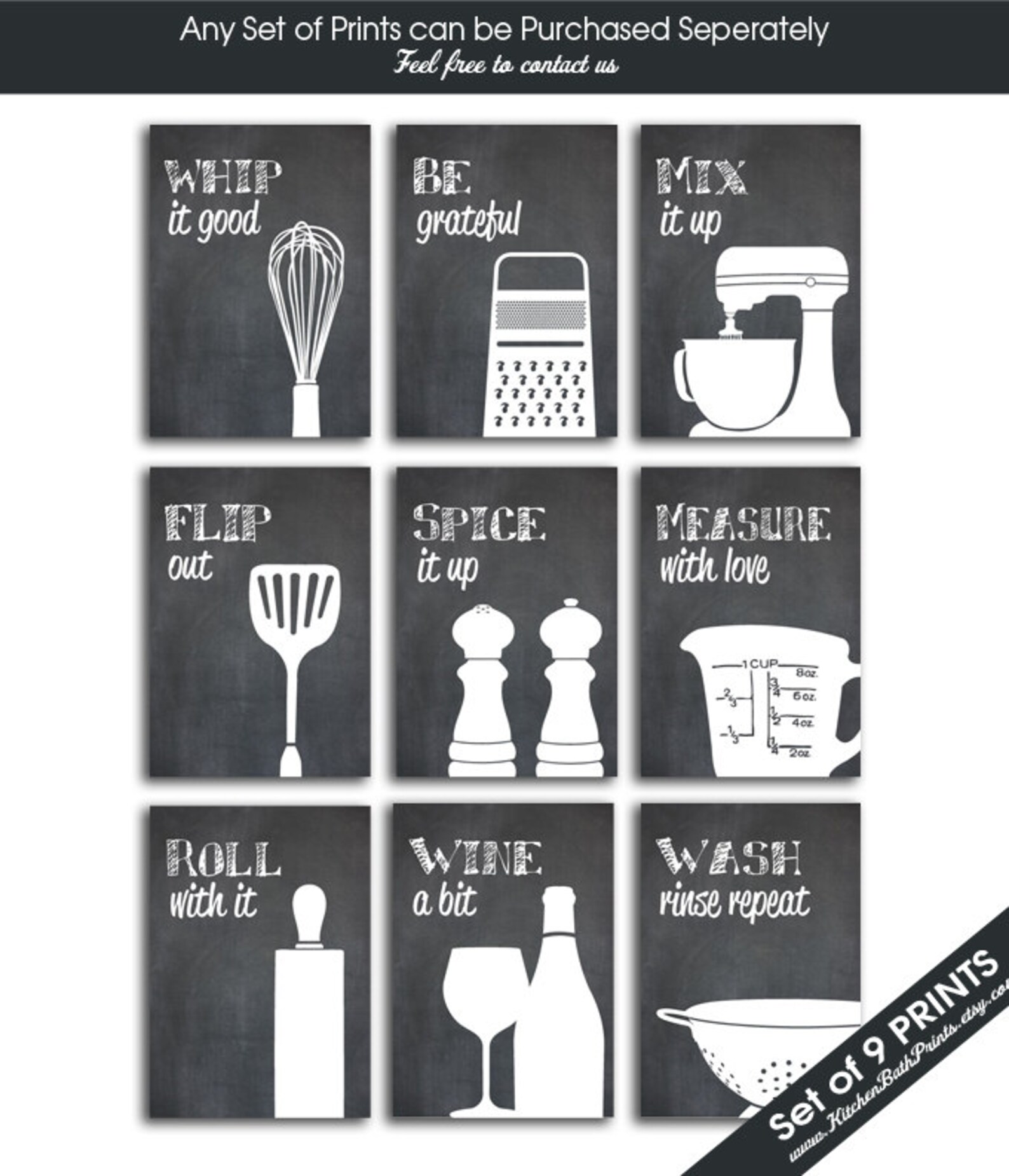 Funny Kitchen Art Print Set set of 9 Art Prints featured Etsy