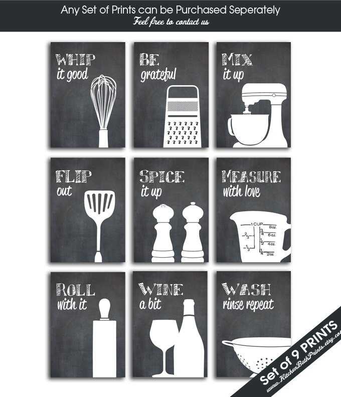 Funny Kitchen Art Print Set set of 9 Art Prints featured Etsy