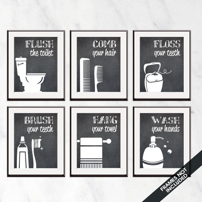 Funny Bathroom Prints Set of 6 Art Prints Featured in | Etsy