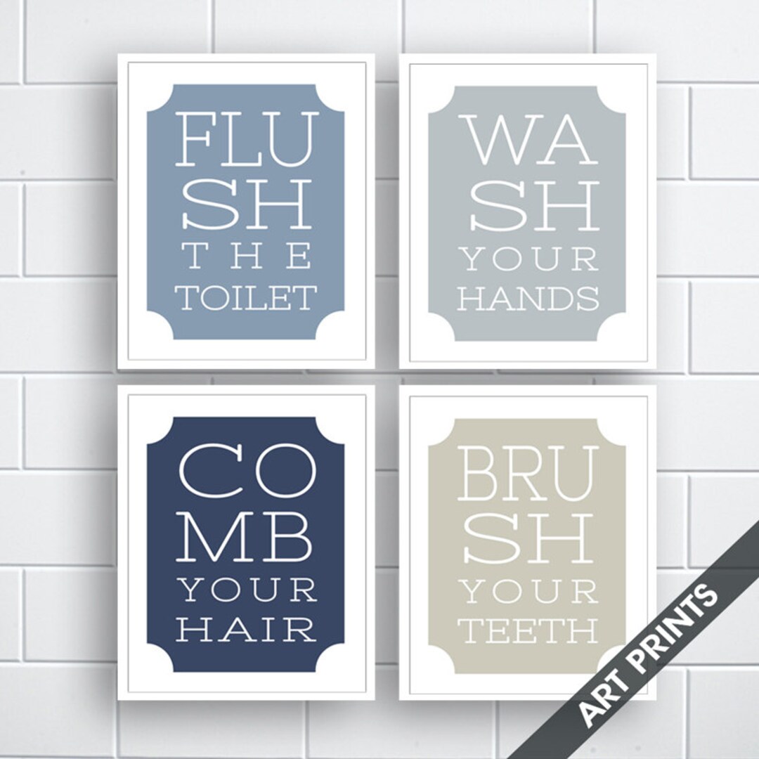 Vintage Bath Instruction Quotes - Set of 4 - Art Print (featured in ...