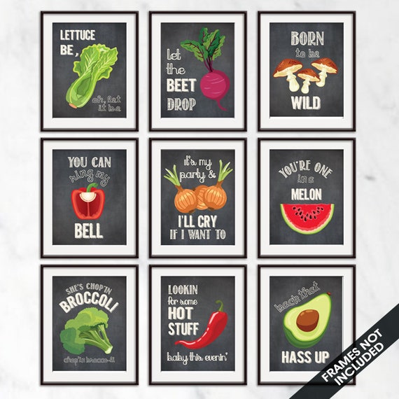 Vegetable / Vegetarian Prints funny Kitchen Song Series Set - Etsy Vegetable / Vegetarian Prints funny Kitchen Song Series Set - Etsy