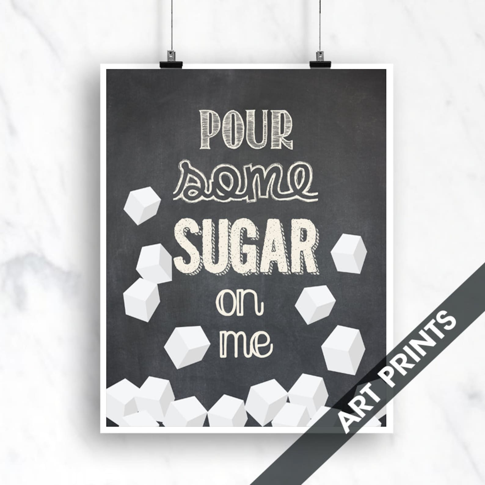 Pour Some Sugar on Me sugar Cubes Art Print funny Kitchen | Etsy