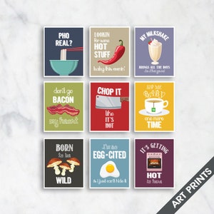 Funny Kitchen Song Series - Set of 9 Art Unframed Prints (Featured in Mixed Colors) Kitchen Art