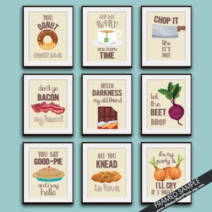 Funny Kitchen Sign Music Lyric Print Set of 9 Wall Art Prints 