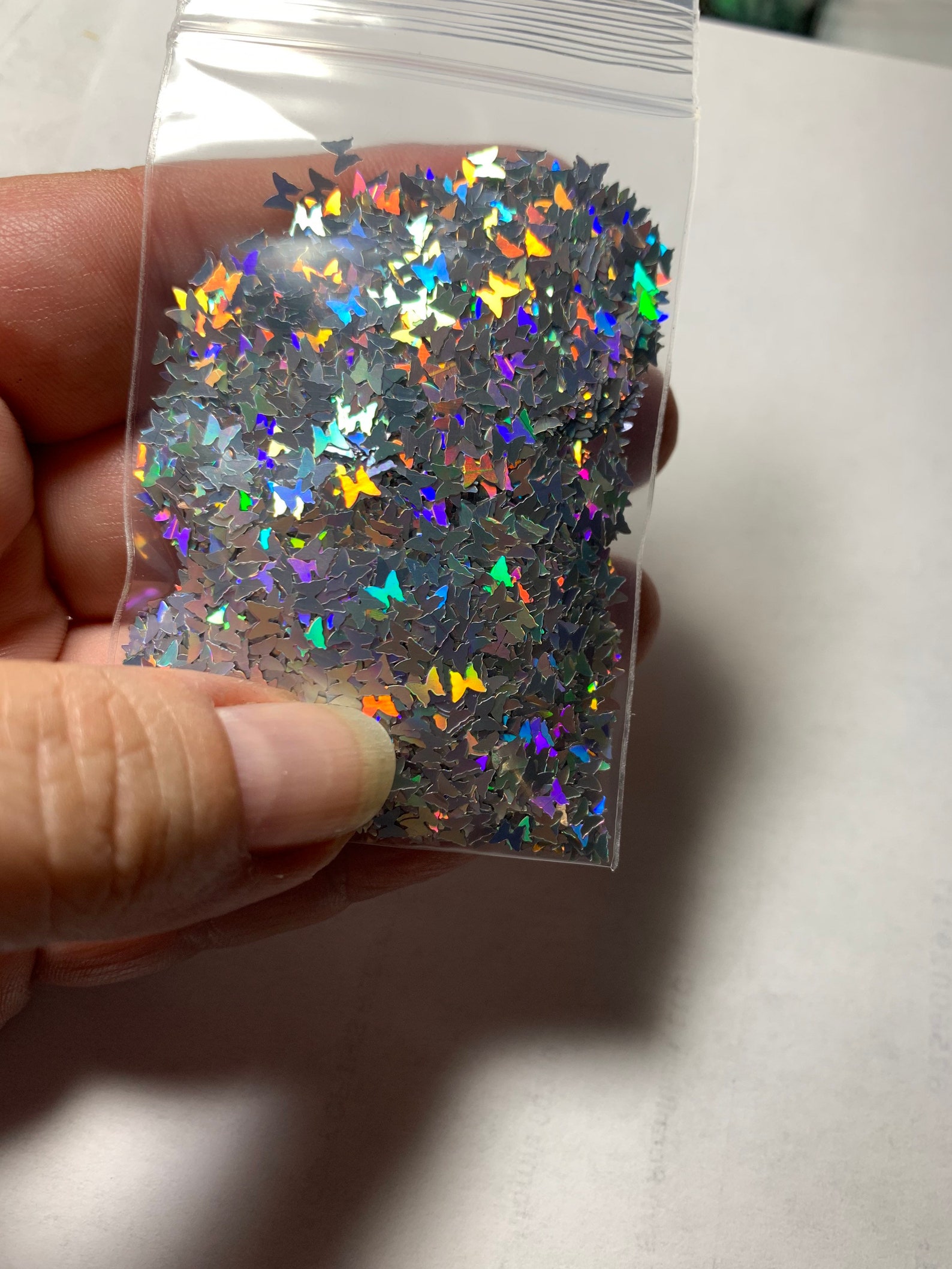 Butterfly Shaped Silver Holographic Glitter Etsy