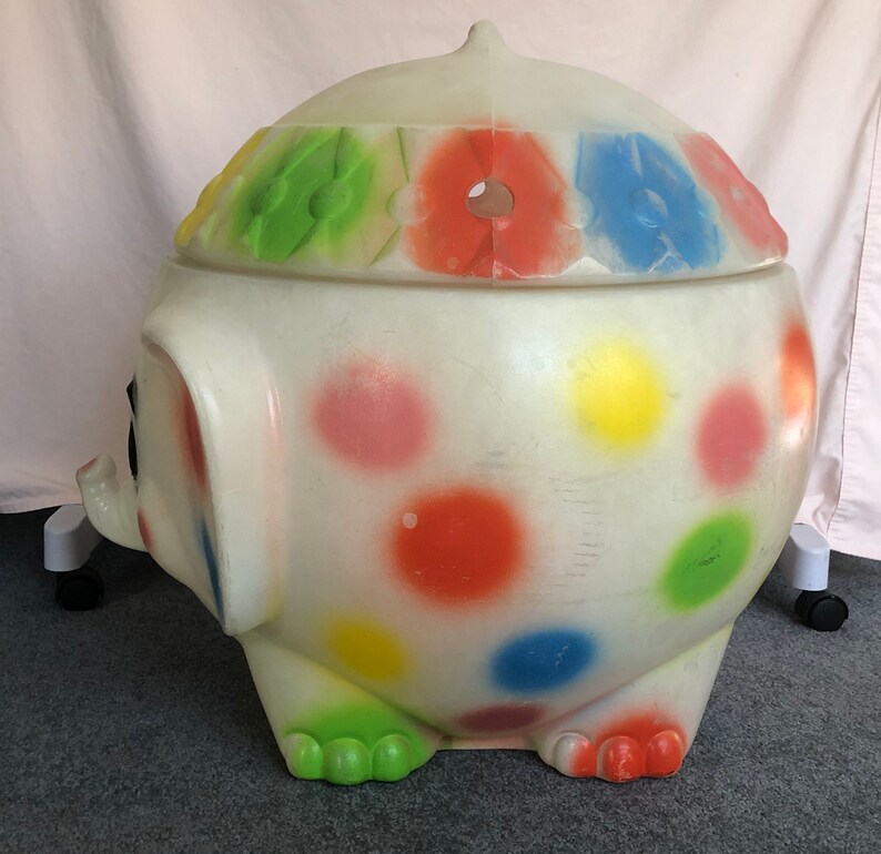 Vintage 1970's Polka Dot Elephant Toy Box Chest & Lid Blow | Etsy