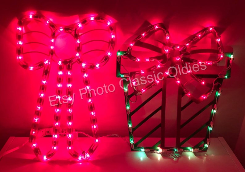 Vintage Christmas Light up Lighted Present Package & Red Bow Etsy